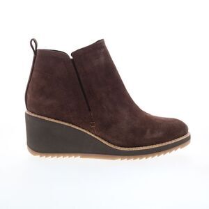 Sofft Dark Brown Suede Wedge Ankle Booties